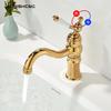 Tuqiu Gold Bathroom Faucet Brass Antique Bathroom Basin Faucet Cold And Hot Water Mixer Sink Tap Single Hole Lavotory Tap