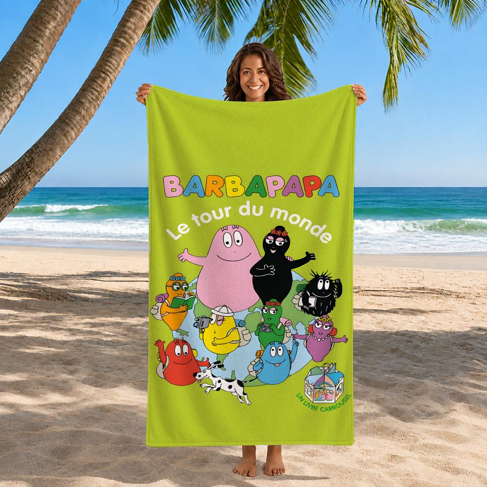 Cartoon Barbapapa Towel Beach Towel Quick Dry Sand Free Bath Towel for Summer Pool Travel Vacation