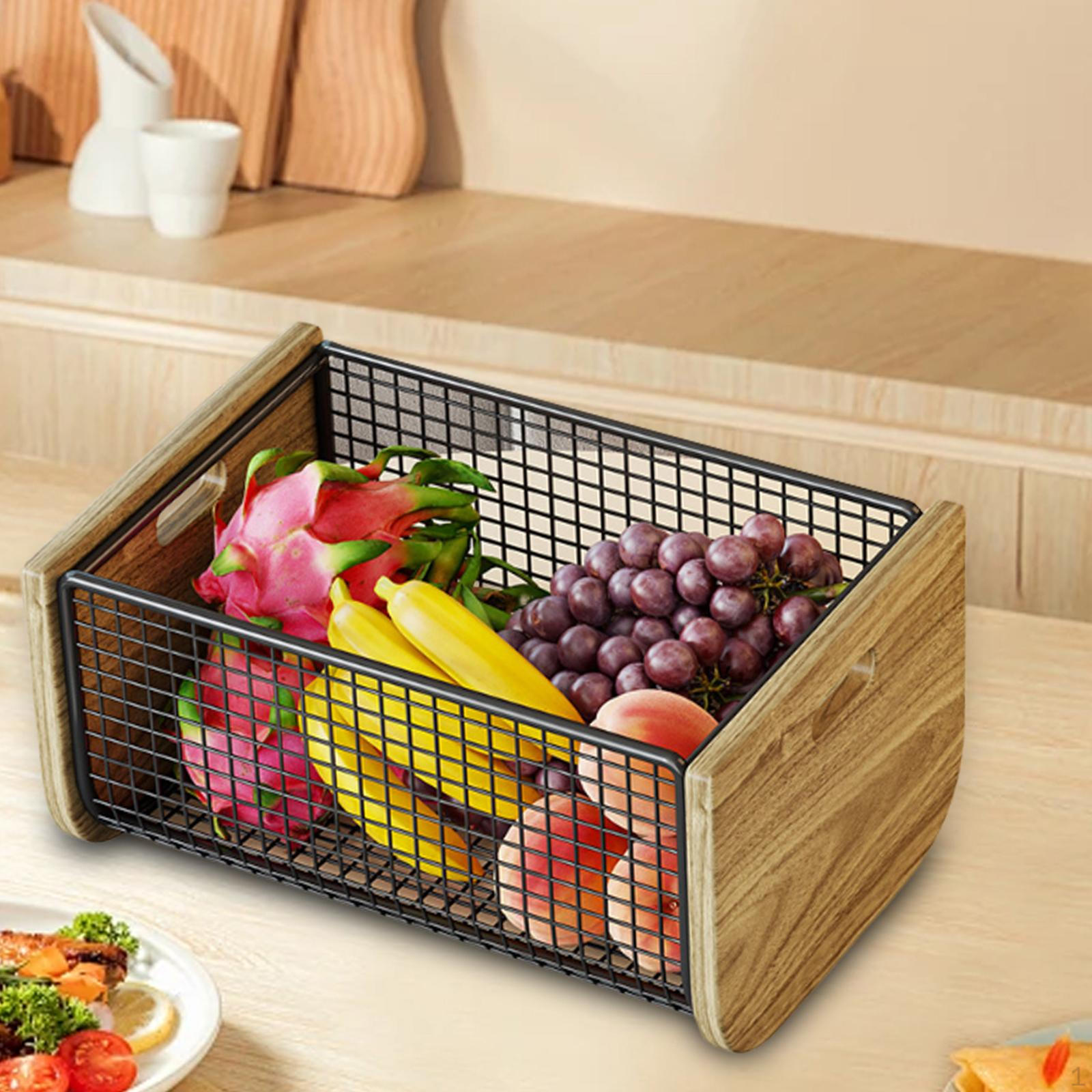 

Металлическая корзина Фруктовница Большой вместимости Контейнер для хранения Овощной дуршлаг для столешницы шкафа M