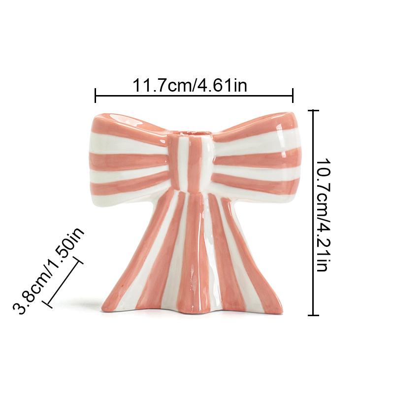 Ceramic Gift Ins Candle Cup Ambience Bow Shaped Design Unique Handicrafts Ornaments Stripe Pattern Decorative 3 Colors