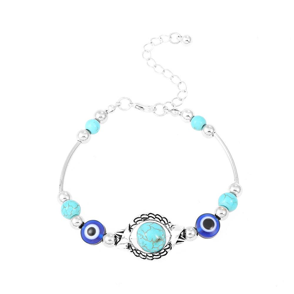 Bohemian Turquoise Ethnic Bracelet with Cross, Starfish, and Turtle Charms