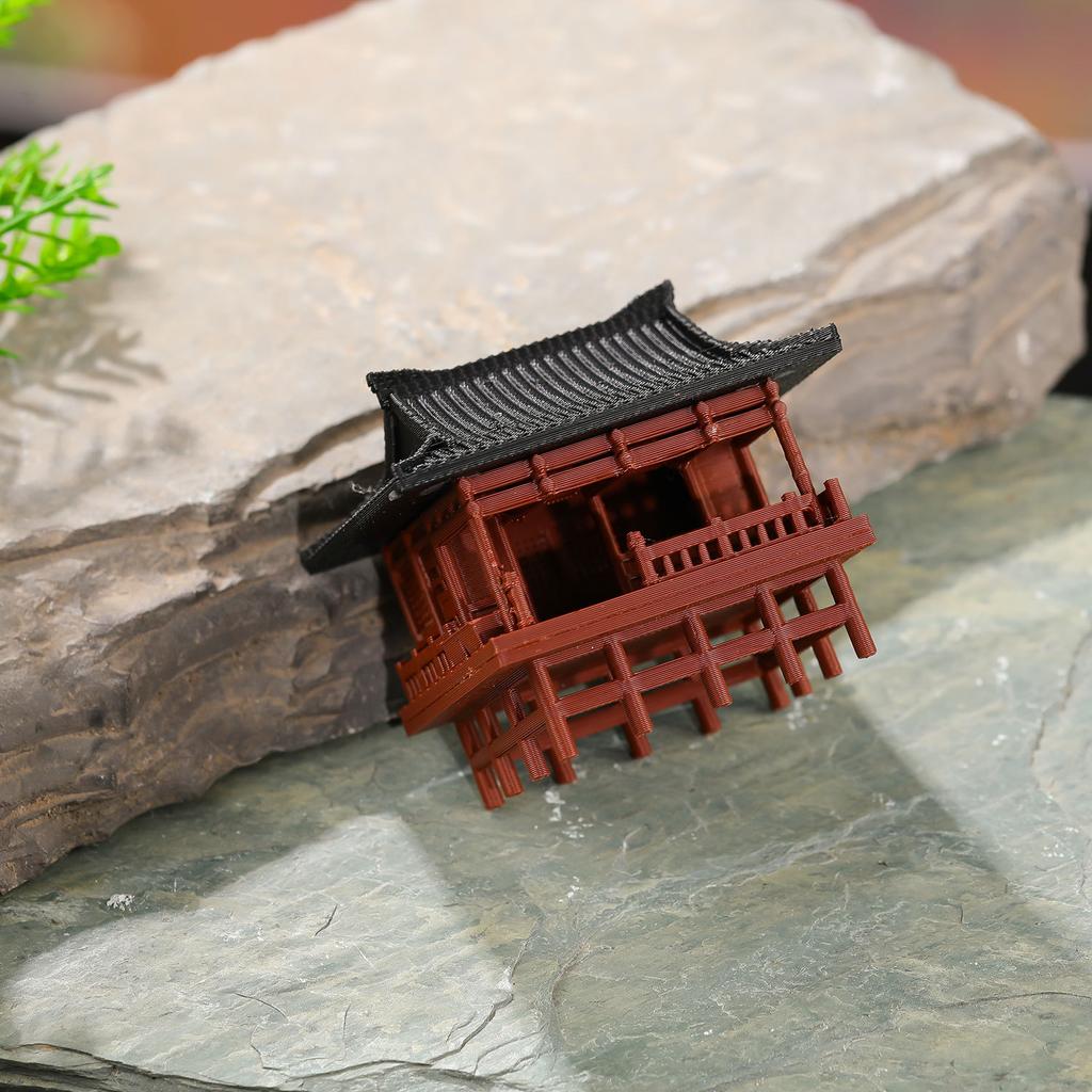 Hot Sale Mini Zen Aquarium Ornament Micro Landscape Sand Table Decoration Retro House Gazebo Statue