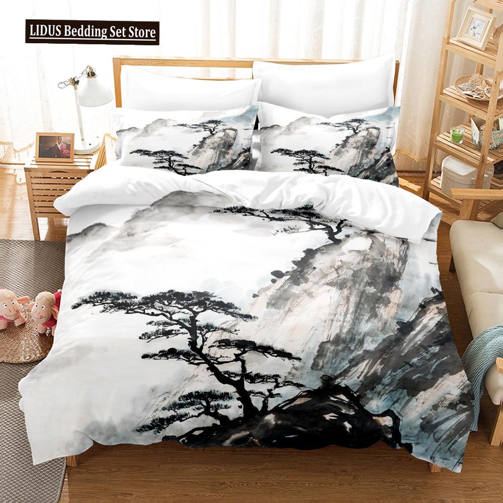 Zestaw Poszwy na Kołdrę Krajobrazowy Rozmiar King Full Letni Palmy Plaża Fale Morskie Motyw Oceaniczny Dla Dzieci Dziewczynka Chłopcy Poliestrowy Zestaw Pościeli