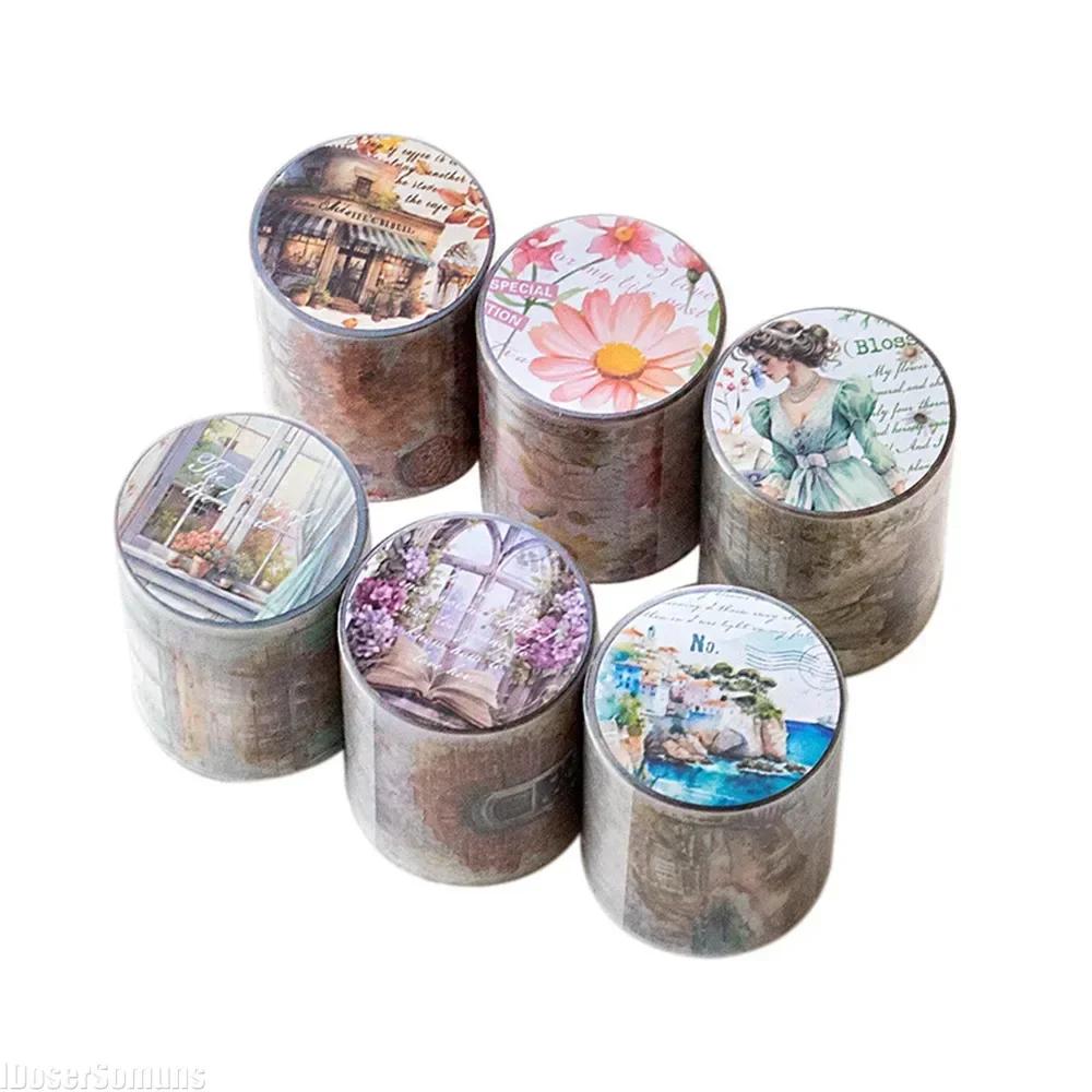 5cm*2m Creative Flower PET Tape For Collage Junk Journal Scrapbooking Diy Diary Album Material Masking Tape Stickers