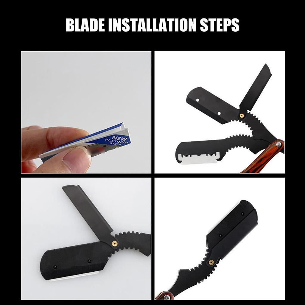 Oldfashioned Straight Edge Razor Men's Foldable Manual Razor Wood Handle Beard Shaver