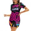 J'adore les années 80 style rétro Robe à Manches Courtes Robe Élégante Robes Élégantes robe étéfemmes Robe