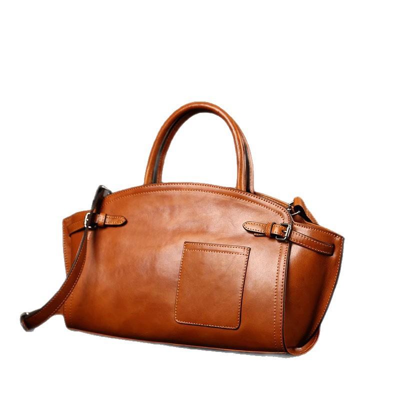 New Genuine Leather Handbag with Top Layer Cowhide, Fashionable Women's Single Shoulder Personalized Wing Bag, Versatile and Casual Large Bag