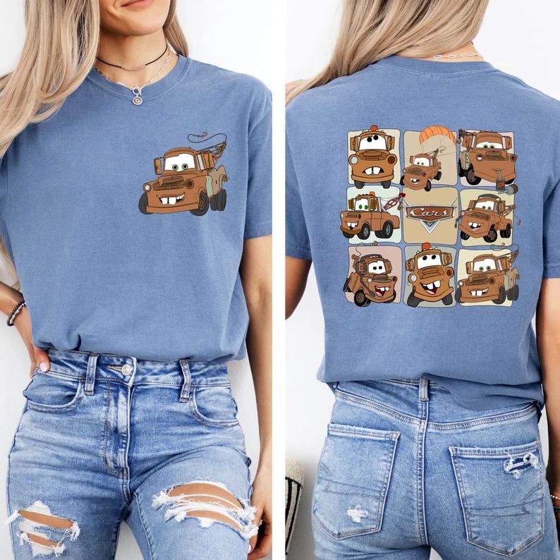 

Comfort Colors Mater Graphic T-Shirt, Tow Truck Cartoon Shirt M