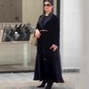 2026 Color Block Knee-Length Loose Coat Womens A-Line Polo Collar Long Sleeve Outerwear