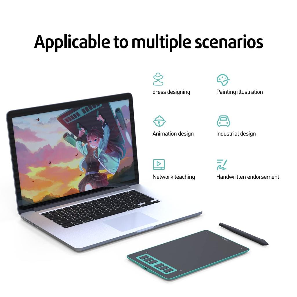 XENX P1 Graphics Drawing Tablet for MacOS and 6x4 with 6 Shortcut 8192 Pressure and a Free Pen for Digital Online and OSU Games (P1-640) Android,