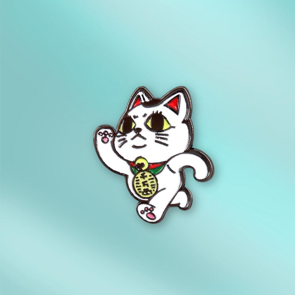Cartoon Lucky Cat Brooch - Anime Character Party Badge Accessory чёрный