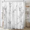 Elegant White Marble Print Shower Curtain with Hooks Polyester Minimalist Bathroom Decor Machine Washable