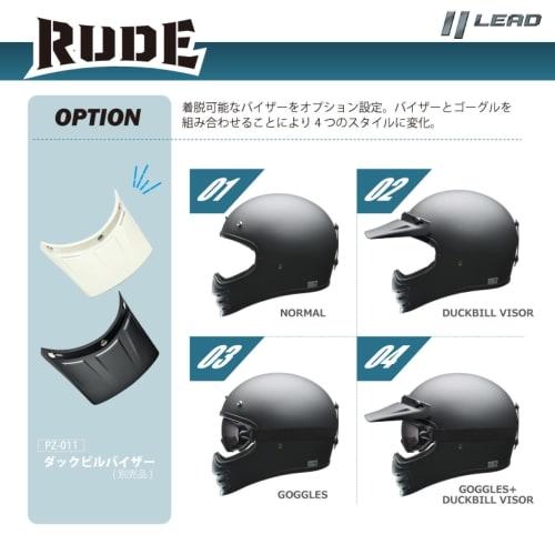 LEAD Motorcycle Full Face Scrambler Helmet RUDE Matte Black Free Size (Less than 57-60cm)