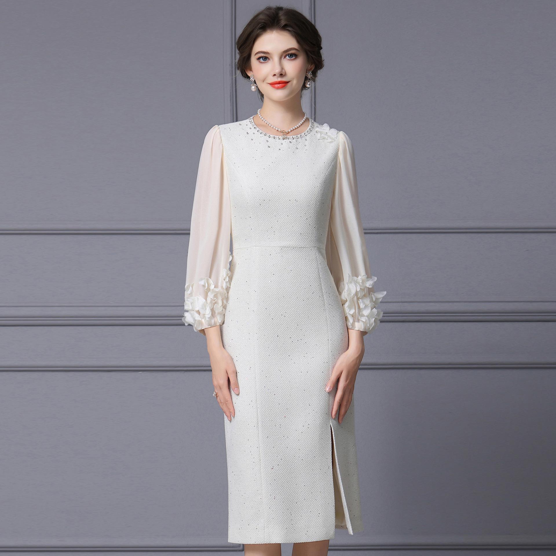 

Zhi Li 2026 Spring French Beaded Maxi Dress with Cutout Long Sleeves for Formal Occasions L