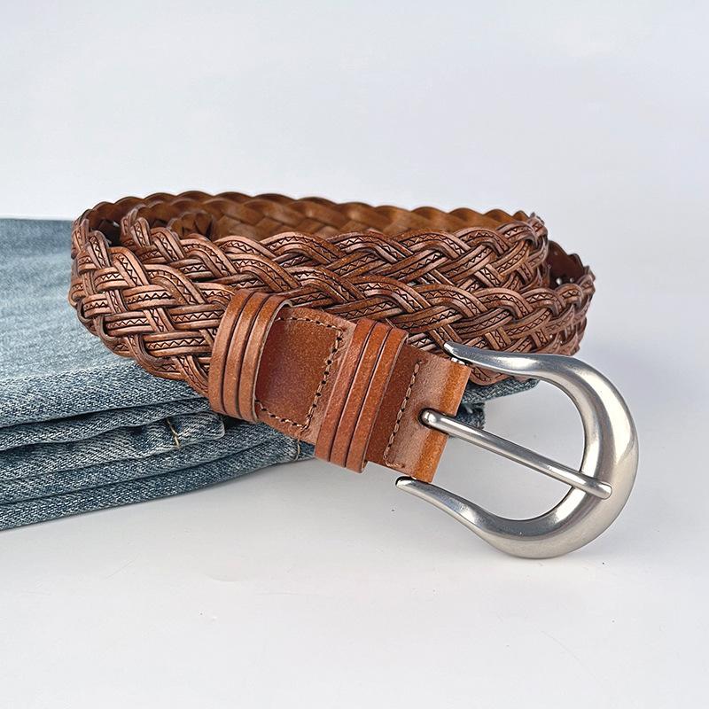 Non-hole Braided Retro Versatile Fashion Women's Belt with Casual Pants Jeans Women's Belt