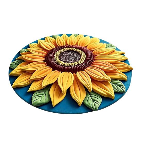 Yousheng 3D Sunflower Floral Plush Rug Non-Slip Backing Easy To Clean Various Sizes Living Room Rug Home Decor