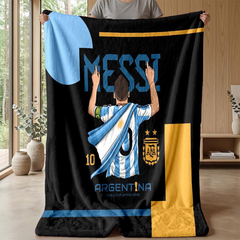 Argentina Football Printed Flannel Blanket Skin Friendly Warm Decorative Throw for Indoor Couch Bed Daily Use