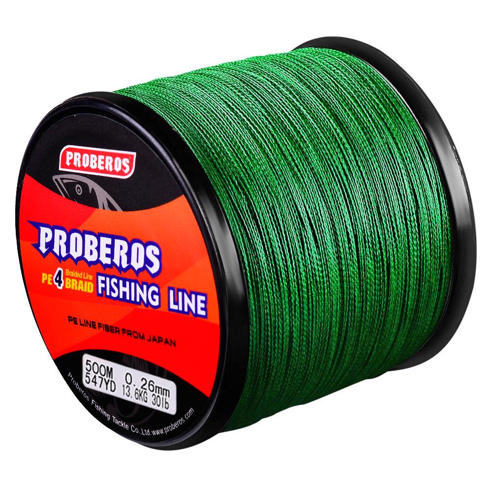 500m PE Dyneema Braided Fishing Line, 4-Strand, Multicolor: Red, Blue, Yellow, Green, Grey - Ideal for Sea Fishing