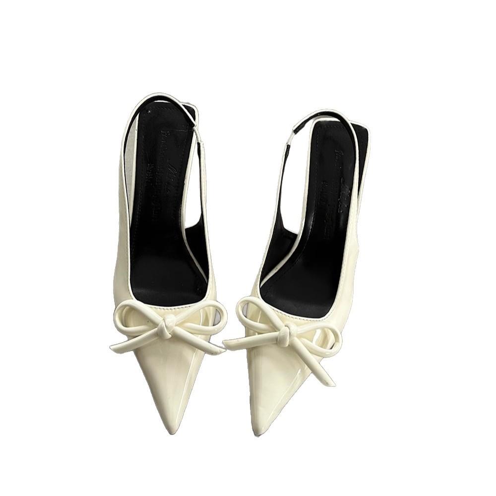 Baotou sandals 2025 summer new pointed bow temperament beautiful high heels fashion empty sweet sandals