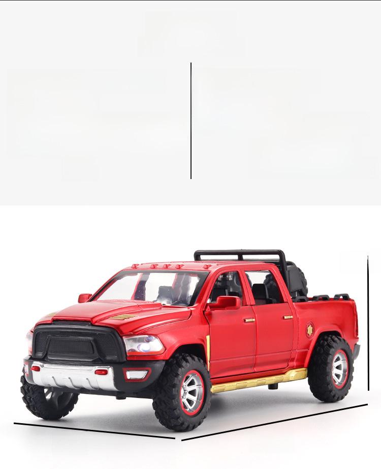 Boxed Dodge Ram TRX Pickup Truck Model: Alloy Simulation, Pull Back Toy with Spare Tire, Sound, and Light.