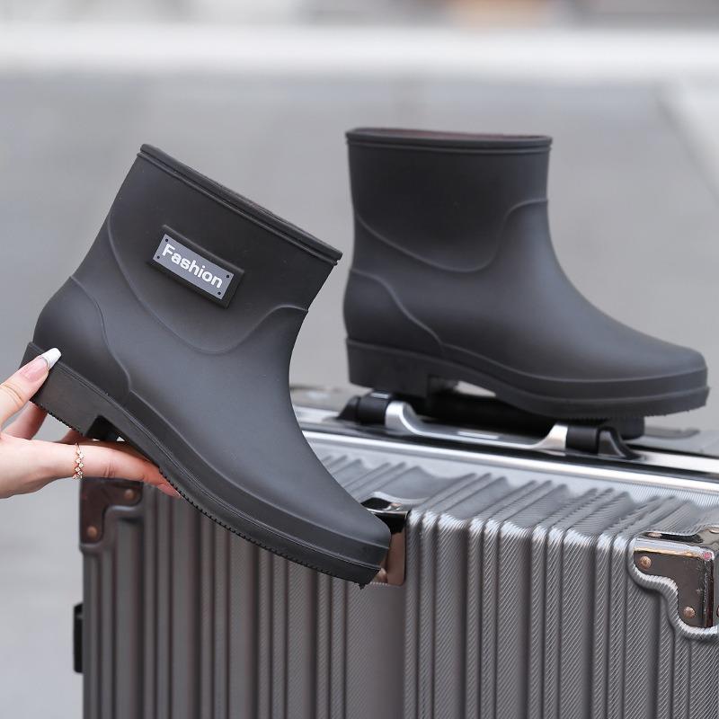 Fashion British short women's rain boots non-slip women's low tube rain shoes outdoor wading rubber shoes mother water writing kitchen shoes
