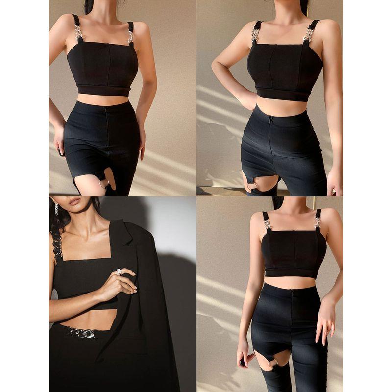 Coarse Chain Umbilical Sling Vest Thick Chain Crop-Top Spaghetti-Strap Small Vest Outer Wear