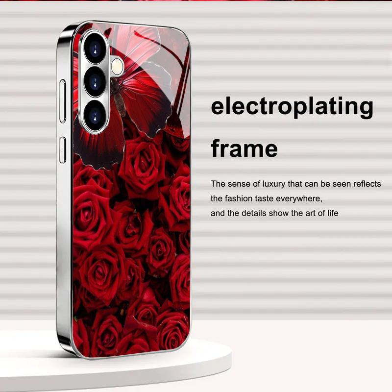 Electroplated Gold New Phone Case for Samsung Galaxy S26 Ultra S25 Plus S24 S23 S22 Fe Tempered Glass Artistic Texture Patterns