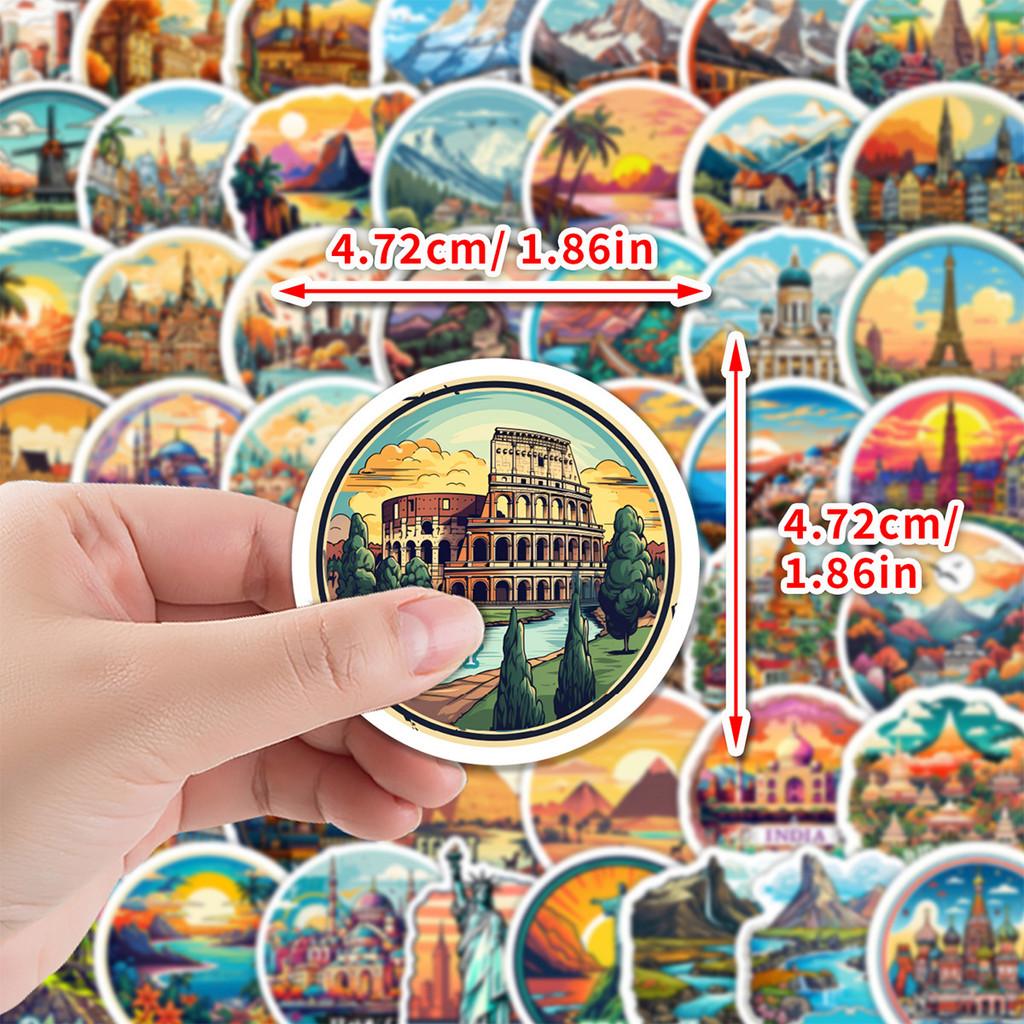 50PCS Travel Landmark Graffiti Stickers - Waterproof Decor for Water Cup, Phone & Creative Use RecordingYourLife Store