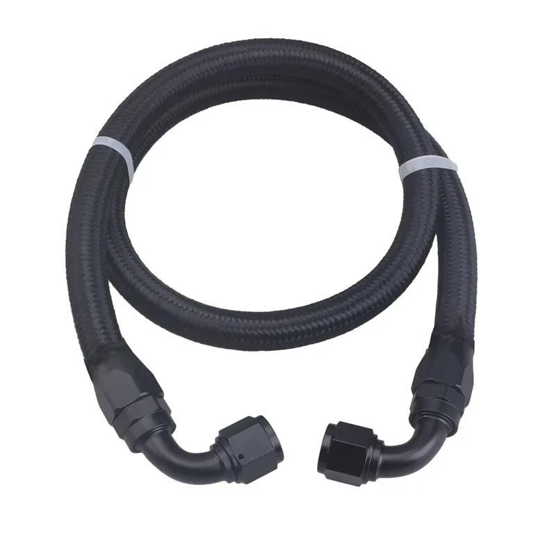 AN10 1M Stainless Steel Brained Oil Hose Line Hose Tube With 0 45 90 Degree Swivel Hose End Fitting Installed