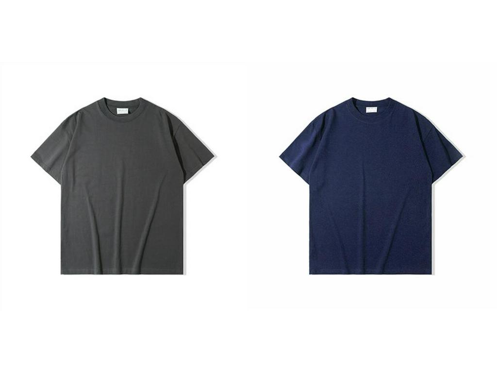 Męski T-shirt z krótkim rękawem z bawełny Xinjiang o dużej gramaturze - 520g Letni jednolity kolor luźny krój