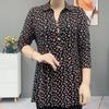 Autumn Polo-Neck Floral Vintage Woman Blouses Thin Fashion Elegant Button Long Sleeve Printed Pullovers Shirt Women's Clothing
