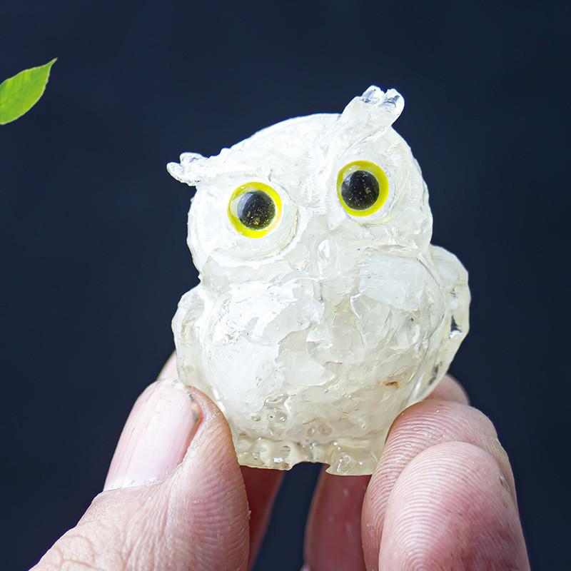 Uil Hars Kristal Beeldje Met Natuurlijke Watersteen Voor Huisdecoratie En Cadeau Geven