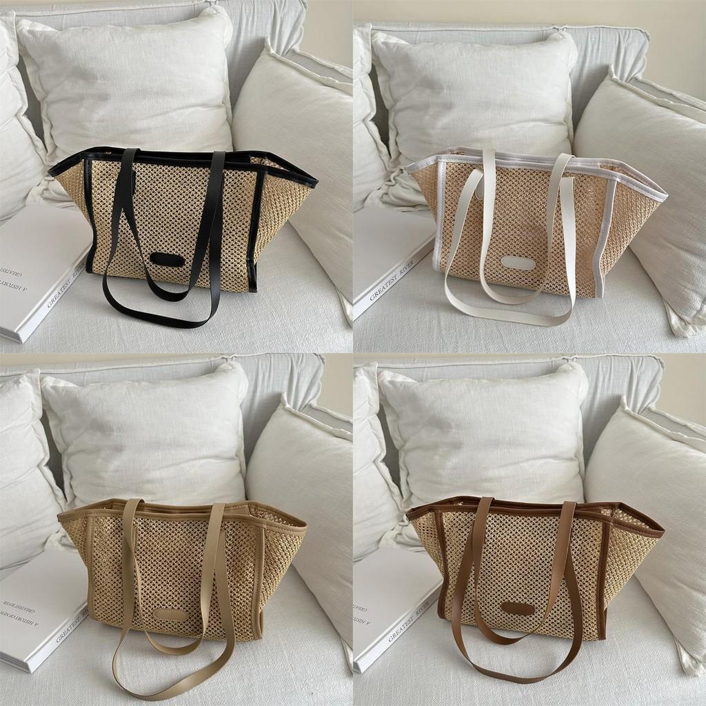 Chic Korean Style Woven Tote Bag For Women Trendy Casual Large Capacity Design