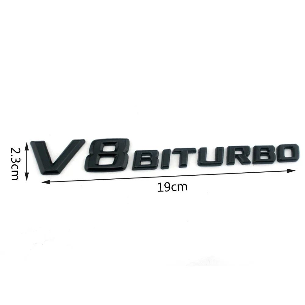 DCGO2 3D Side Fender V8 BITURBO Letters Logo Badge Sticker For Mercedes Benz AMG A C E S G M Class CLA GLA GLB GLC GLE SLS SLK SL CL
