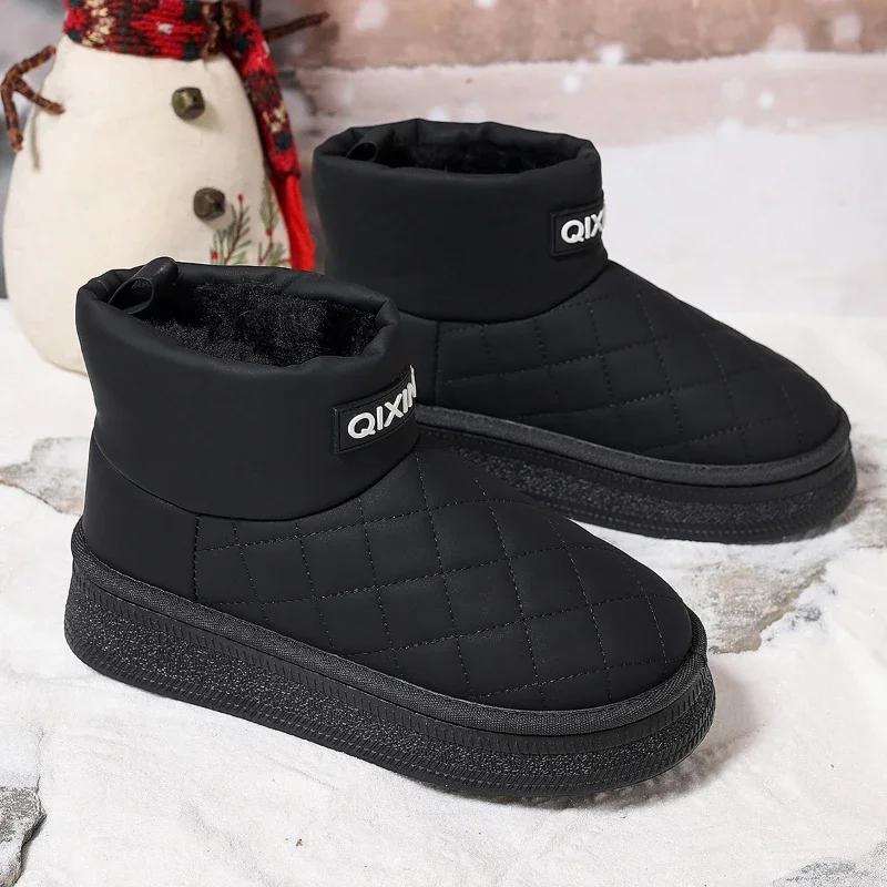 

Fashion Snow Boots for Women 2024 Winter Slip-on Warm Bread Waterproof Boots Plus Velvet Women s Boots Short Cotton Shoes for Women 41 чёрный
