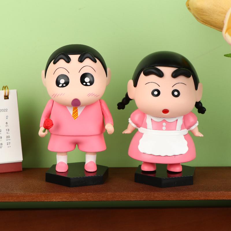 2Pcs/Set Crayon Shin Chan Anime Figures Cute Cartoon Pvc Figure Doll Ornament Desktop Decoration Couple Collectible Gifts