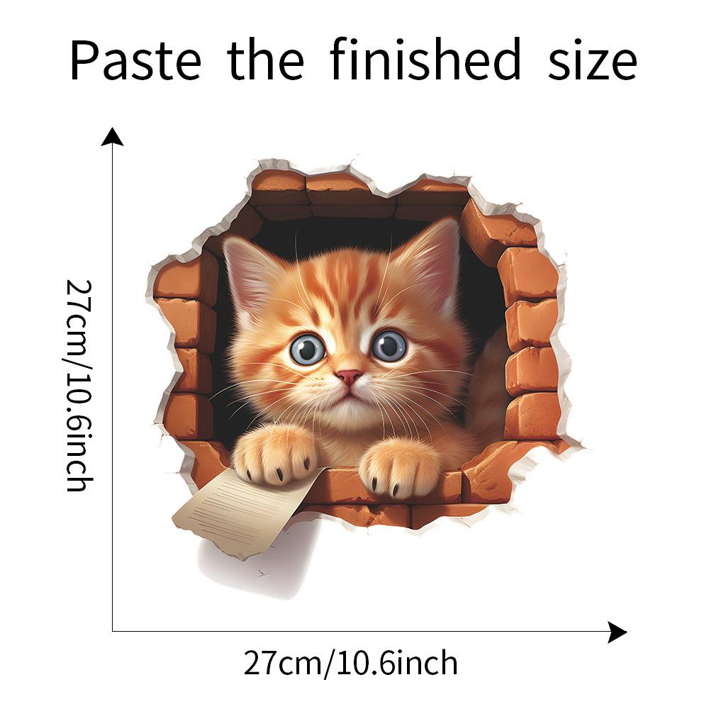 Peek-a-Boo Cartoon Cat Background Wall Sticker for Bedroom Living Room Hallway Self-Adhesive Removable Decal