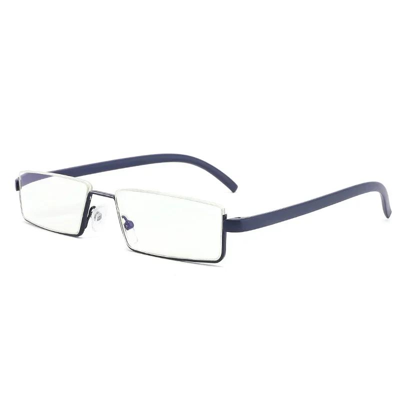 Business Blue Blocking Light Reading Glasses Fashion Half Frame Unisex Classic Square Portable Eyewear with Box +1.0 To +4.0