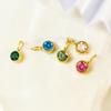 CARLIDANA Waterproof 12 Month Crystal Birthstone 14K Gold Plated Stainless Steel 8MM Birthstone Bezel Pendant DIY Charm