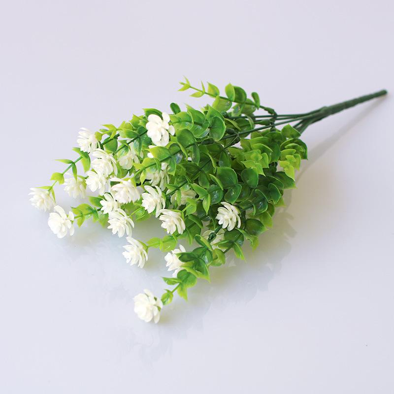 Artificial Milan Grass & Eucalyptus Money Plant with Lotus for Decorative Gardening