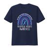 Casual Rheumatoid Arthritis Awareness Purple Blue Ribbon Rainbow Print T Shirt Vintage Stretched Top For Everyday Wear