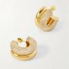 Stainless steel temperament, double ring C-shaped earrings, female design, niche, inlaid zircon earrings, color preservation