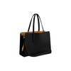 Coach Carter 36 Gold Logo Pendant Central Zipper Compartment Leather Tote Bag Women Tote Black CH805-B4BK