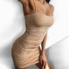 IHUASU Women's Fashion Summer Spring Solid Color Print U-Neck Sleeveless Casual Dresses