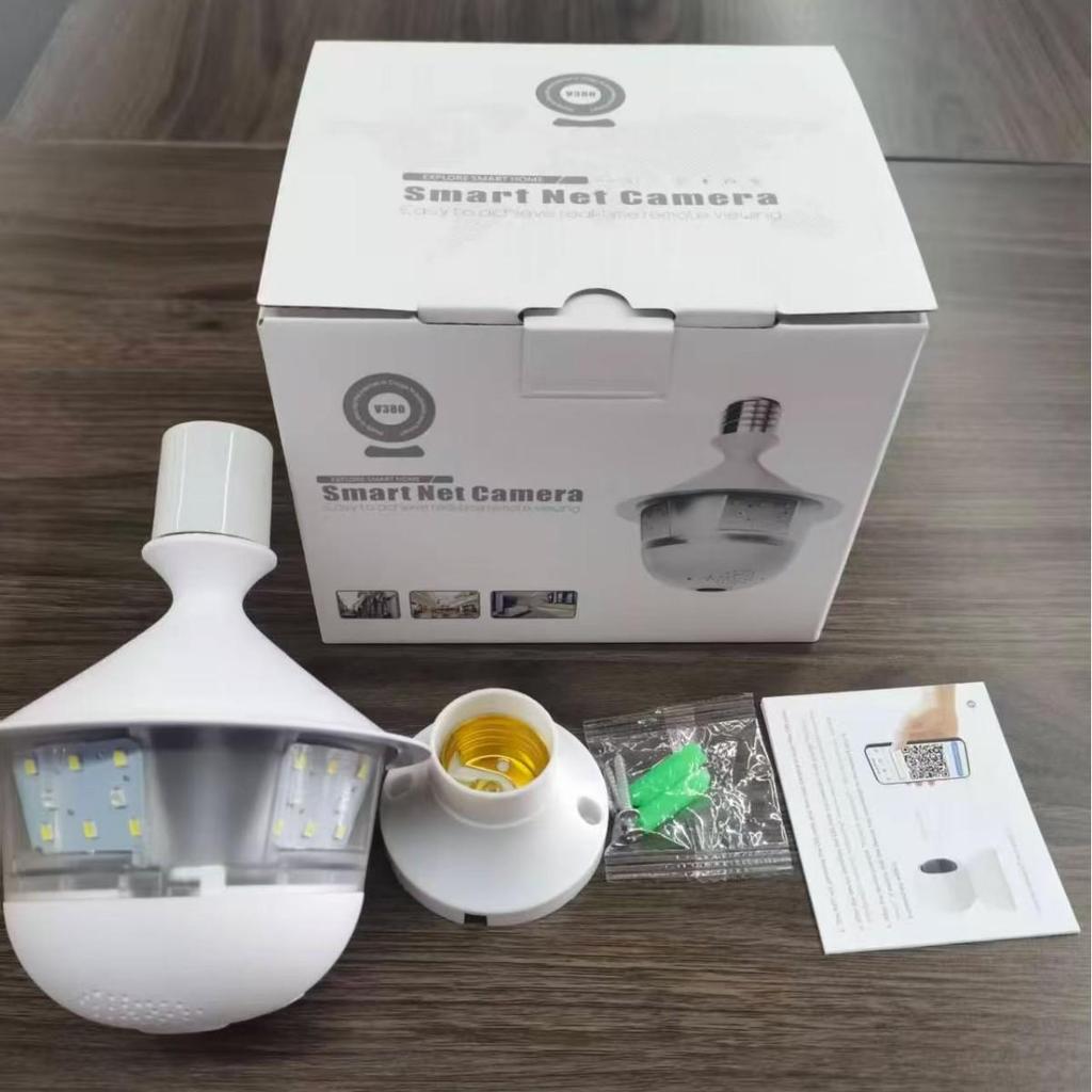 V380pro Wireless 360° Fisheye Panoramic Bulb Camera with E27 Base
