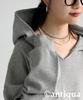 [antiqua] Antiqua Women's Long-Sleeve Plain Ribbed Piqué Knit Hoodie ZA-00282 One Size 15 Heather Gray
