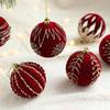 8Cm Velvet Christmas Ball Pendant Flocked Glitter Christmas Hanging Balls Set Reusable Shatterproof Xmas Tree Ornaments New Year