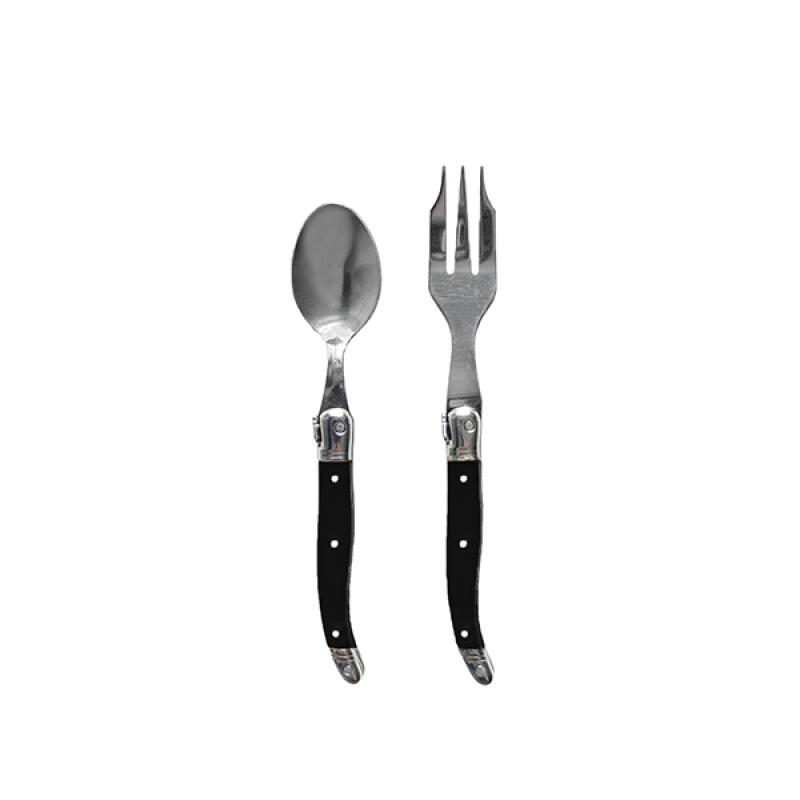 JANGNERON LAGUIOLE Black Teaspoon & Teafork Set