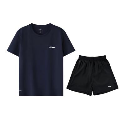 Summer Mens Short Sleeve Comfortable Breathable Skin-Friendly Sweat-Wicking Simple Fashion Versatile Casual Sports Suit ATSW821-3+YATV113-1