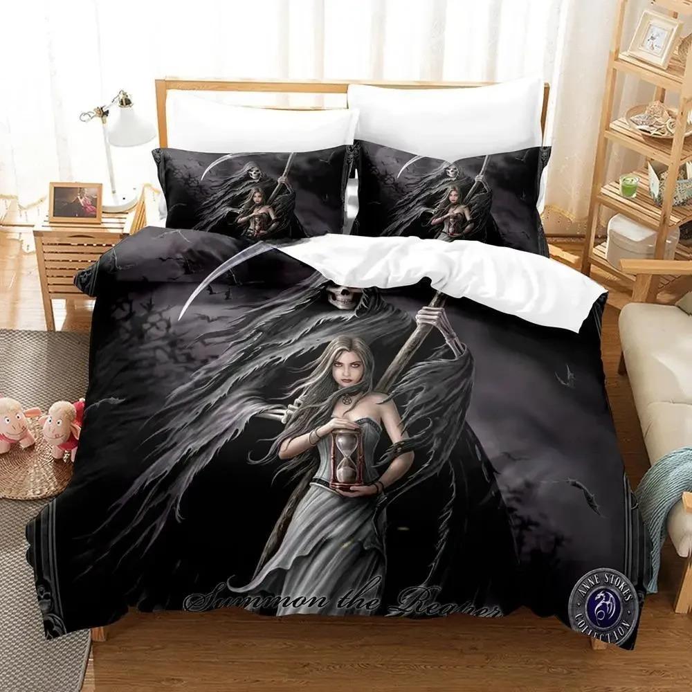 Dark Grim Reaper Bedding Set Single Twin Full Queen King Size Bed Set Adult Kid Bedroom Duvet Cover Sets 3D Anime Bed Sheet Set Tool